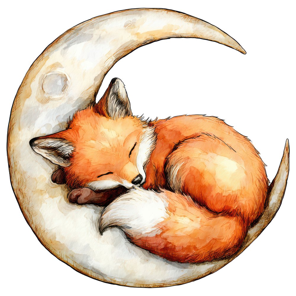 Watercolour Fox Moon Clipart Set (DDD007129)