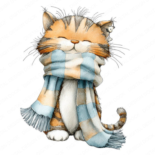 Watercolour Kitten Scarf Clipart Set (DDD007191)