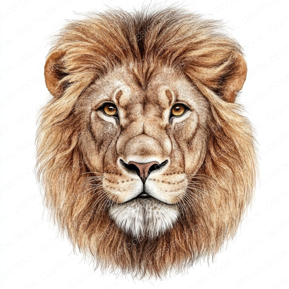 Watercolour Male Lion Head fussy cut sheet in US Letter format showing all 12 designs on one printable page