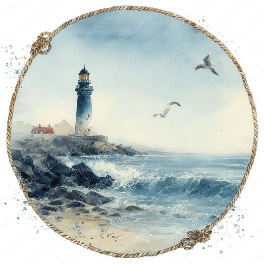 Watercolour Marine Circle Clipart Set (DDD008542)