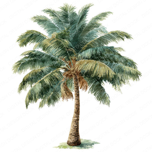 Watercolour Palm Tree fussy cut sheet in US Letter format showing all 12 designs on one printable page