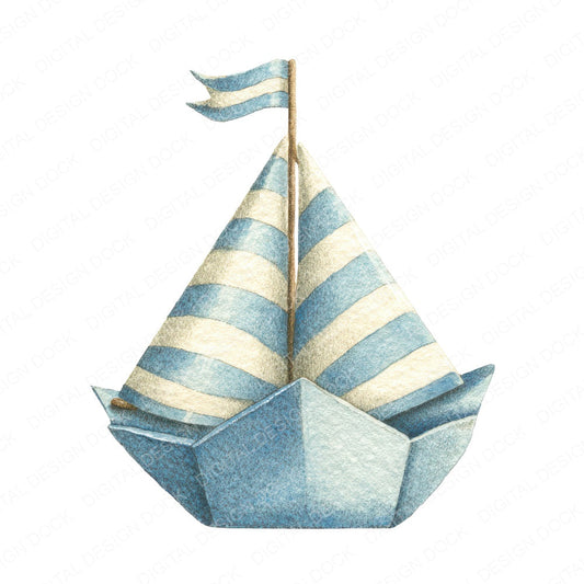 Watercolour Sailboat fussy cut sheet in US Letter format showing all 12 designs on one printable page