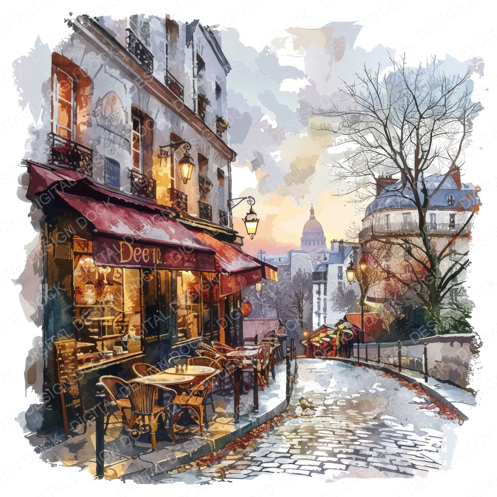 Watercolour Paris Street Clipart Set (DDD007251)