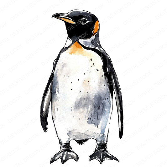 Watercolour Penguin C fussy cut sheet in US Letter format showing all 12 designs on one printable page
