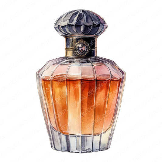 Watercolour Perfume Bottle C fussy cut sheet in US Letter format showing all 12 designs on one printable page