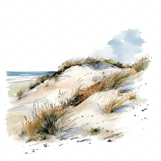 Watercolour Sand Dunes fussy cut sheet in US Letter format showing all 12 designs on one printable page