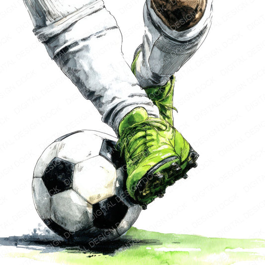 Watercolour Soccer Player A fussy cut sheet in US Letter format showing all 12 designs on one printable page