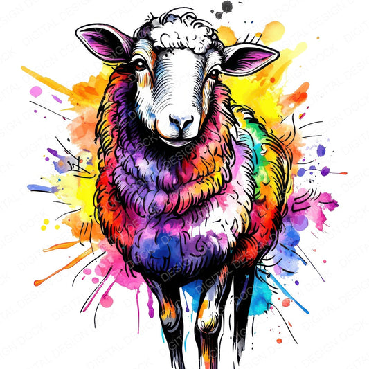 Watercolour Spatter Sheep Clipart Set (DDD007353)