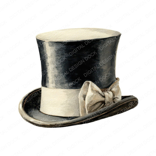 Watercolour Top Hat fussy cut sheet in US Letter format showing all 12 designs on one printable page