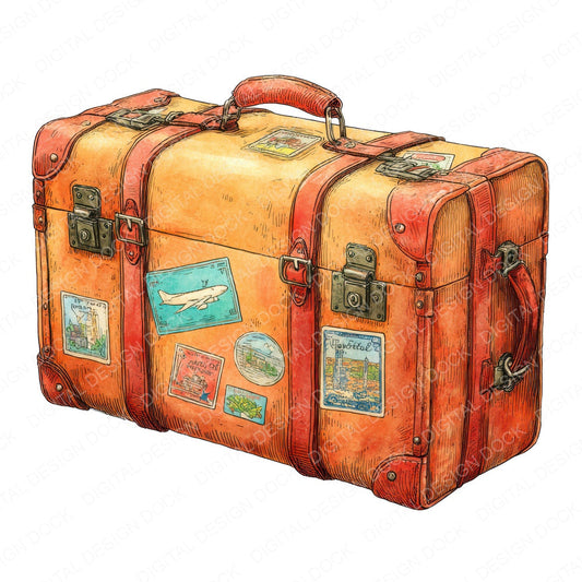 Watercolour Travel Case fussy cut sheet in US Letter format showing all 12 designs on one printable page