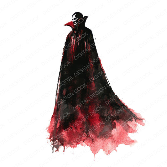 Watercolour Vampire Cloak fussy cut sheet in US Letter format showing all 12 designs on one printable page