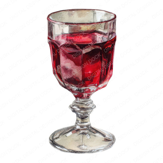 Watercolour Wine Goblet fussy cut sheet in US Letter format showing all 12 designs on one printable page