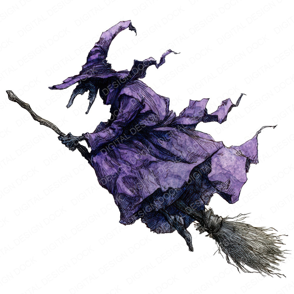 Watercolour Witch Staff fussy cut sheet in US Letter format showing all 12 designs on one printable page