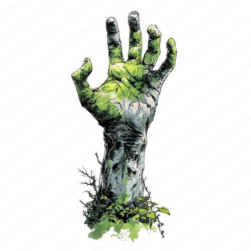 Single Watercolour Zombie Hand clipart design shown full size