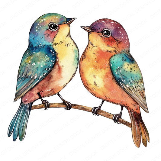 Whimsical Colorful Birds Clipart Set (DDD007453)