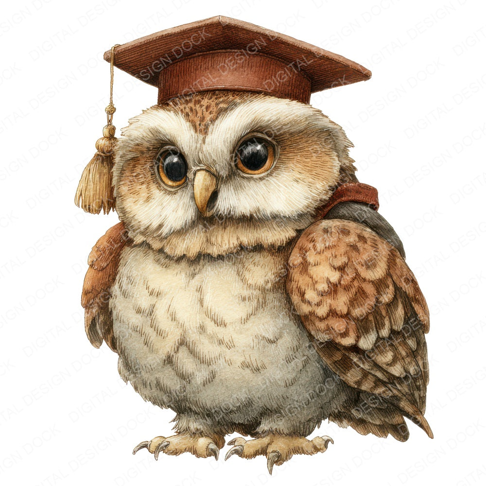 Whimsical Owl Cap fussy cut sheet in US Letter format showing all 12 designs on one printable page