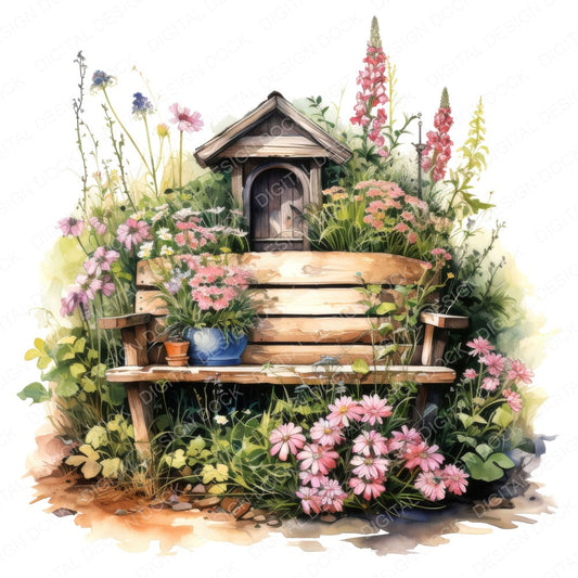 Wildflower Bench fussy cut sheet in US Letter format showing all 12 designs on one printable page