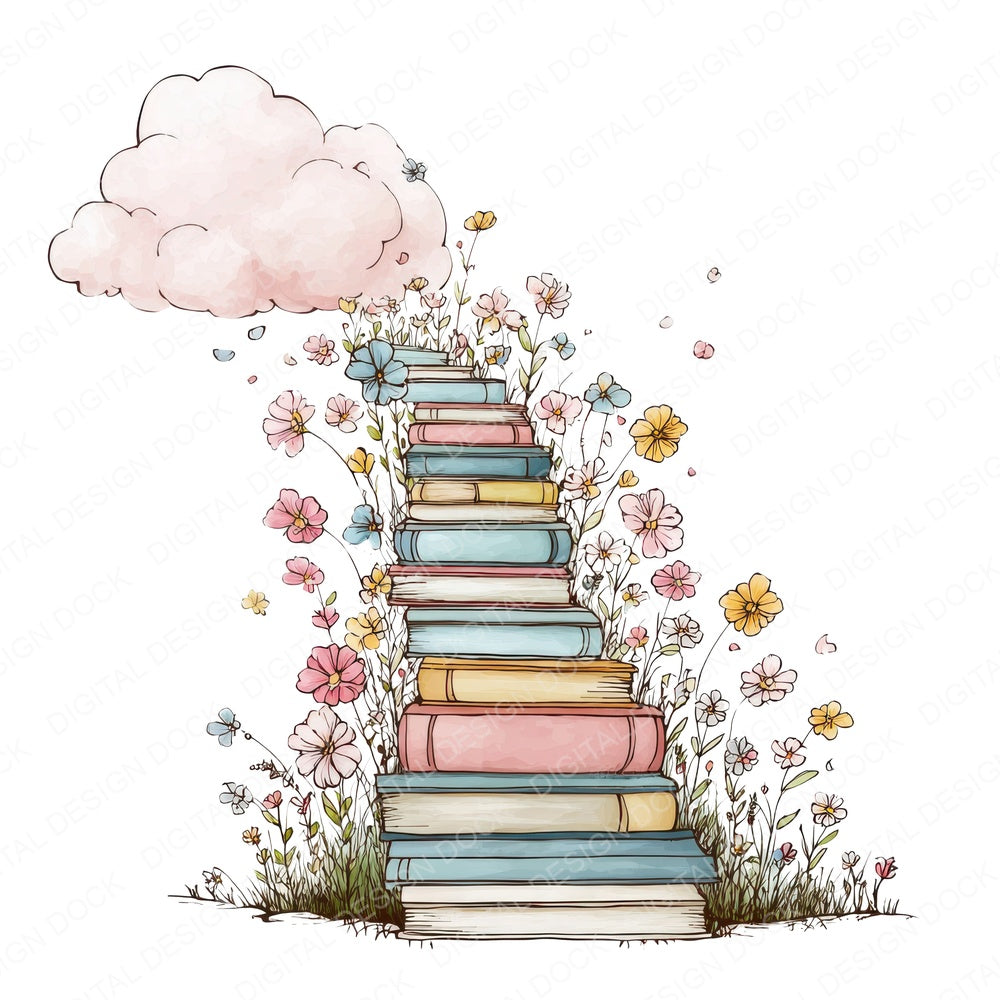 Wildflower Book Dream Staircase fussy cut sheet in US Letter format showing all 12 designs on one printable page