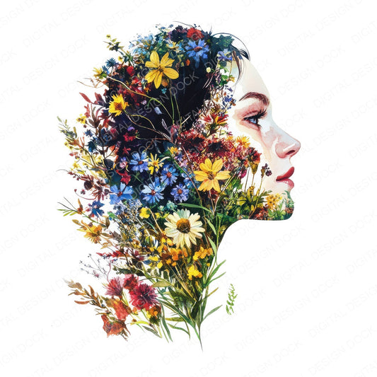 Wildflower Face Merge fussy cut sheet in US Letter format showing all 12 designs on one printable page