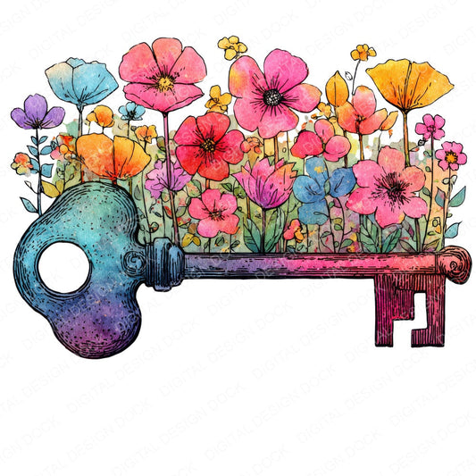 Wildflower Key Bloom fussy cut sheet in US Letter format showing all 12 designs on one printable page