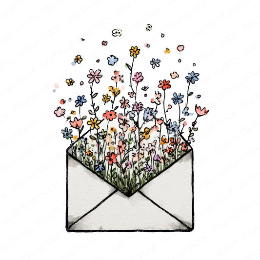 Wildflower Love Letter fussy cut sheet in US Letter format showing all 12 designs on one printable page