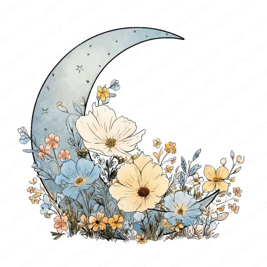 Wildflower Moon Garden fussy cut sheet in US Letter format showing all 12 designs on one printable page