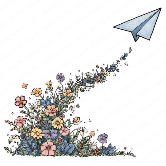 Wildflower Plane fussy cut sheet in US Letter format showing all 12 designs on one printable page