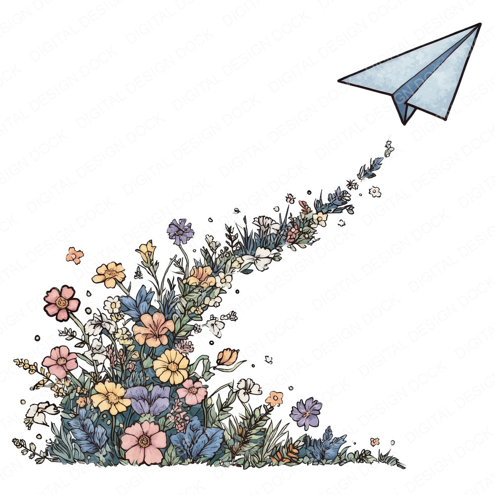 Wildflower Plane fussy cut sheet in US Letter format showing all 12 designs on one printable page