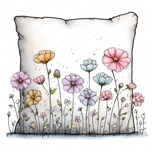 Wildflower Rest Pillow fussy cut sheet in US Letter format showing all 12 designs on one printable page