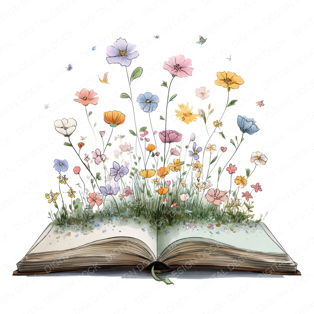 Wildflower Story Book fussy cut sheet in US Letter format showing all 12 designs on one printable page