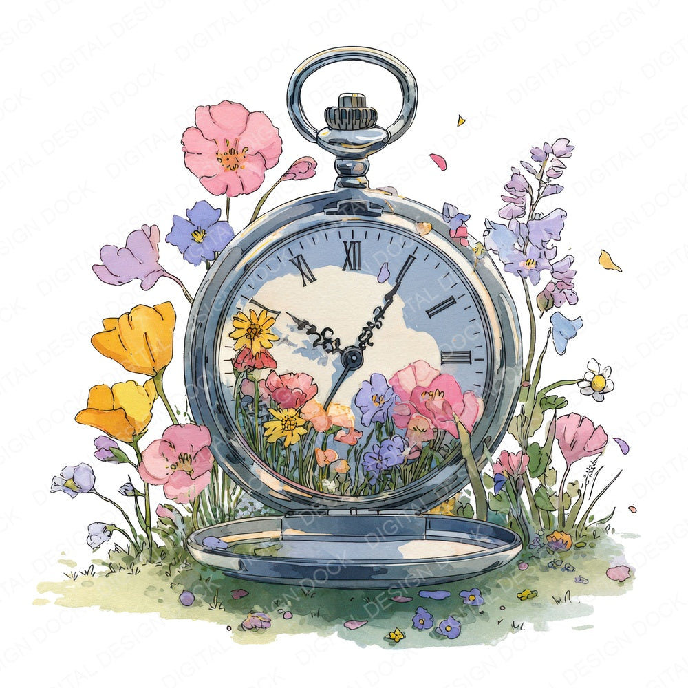 Wildflower Time Bloom fussy cut sheet in US Letter format showing all 12 designs on one printable page