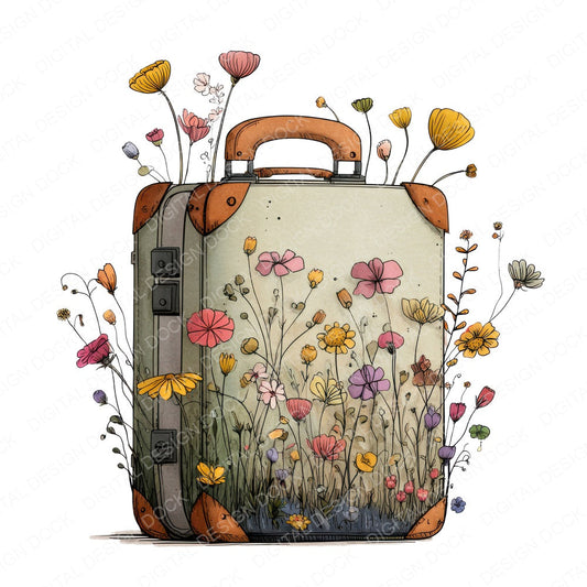 Wildflower Travel Case fussy cut sheet in US Letter format showing all 12 designs on one printable page