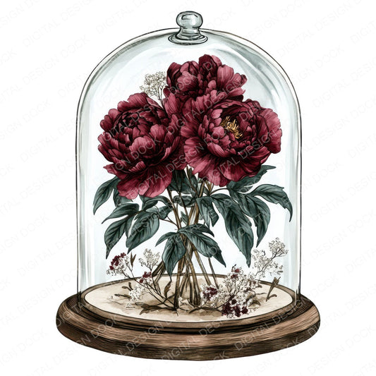 Wilted Flowers in Bell Jar fussy cut sheet in US Letter format showing all 12 designs on one printable page
