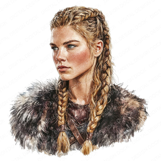 Woman Viking Portrait fussy cut sheet in US Letter format showing all 12 designs on one printable page