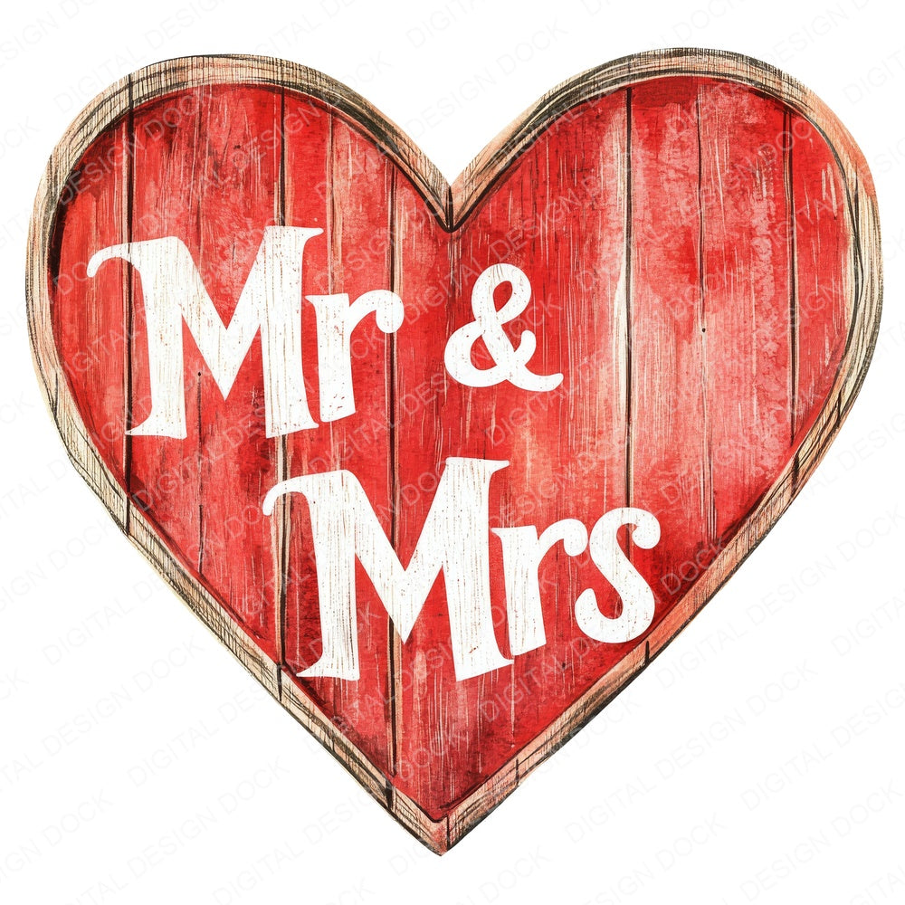 Wooden Mr and Mrs Sign fussy cut sheet in US Letter format showing all 12 designs on one printable page