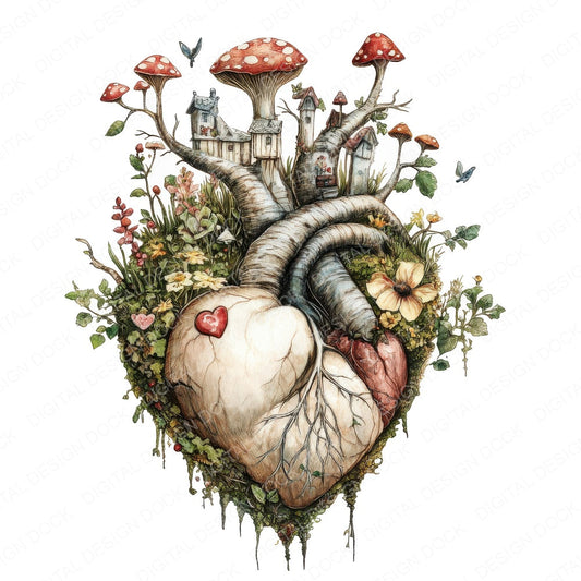 Woodland Forest Human Heart fussy cut sheet in US Letter format showing all 12 designs on one printable page