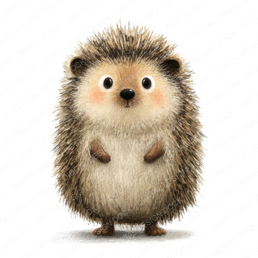 Woodland Hedgehog Character fussy cut sheet in US Letter format showing all 12 designs on one printable page