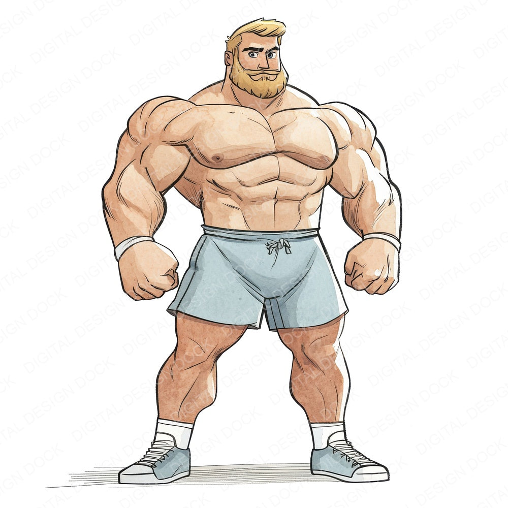 Worlds Strongest Man Watercolour fussy cut sheet in US Letter format showing all 12 designs on one printable page