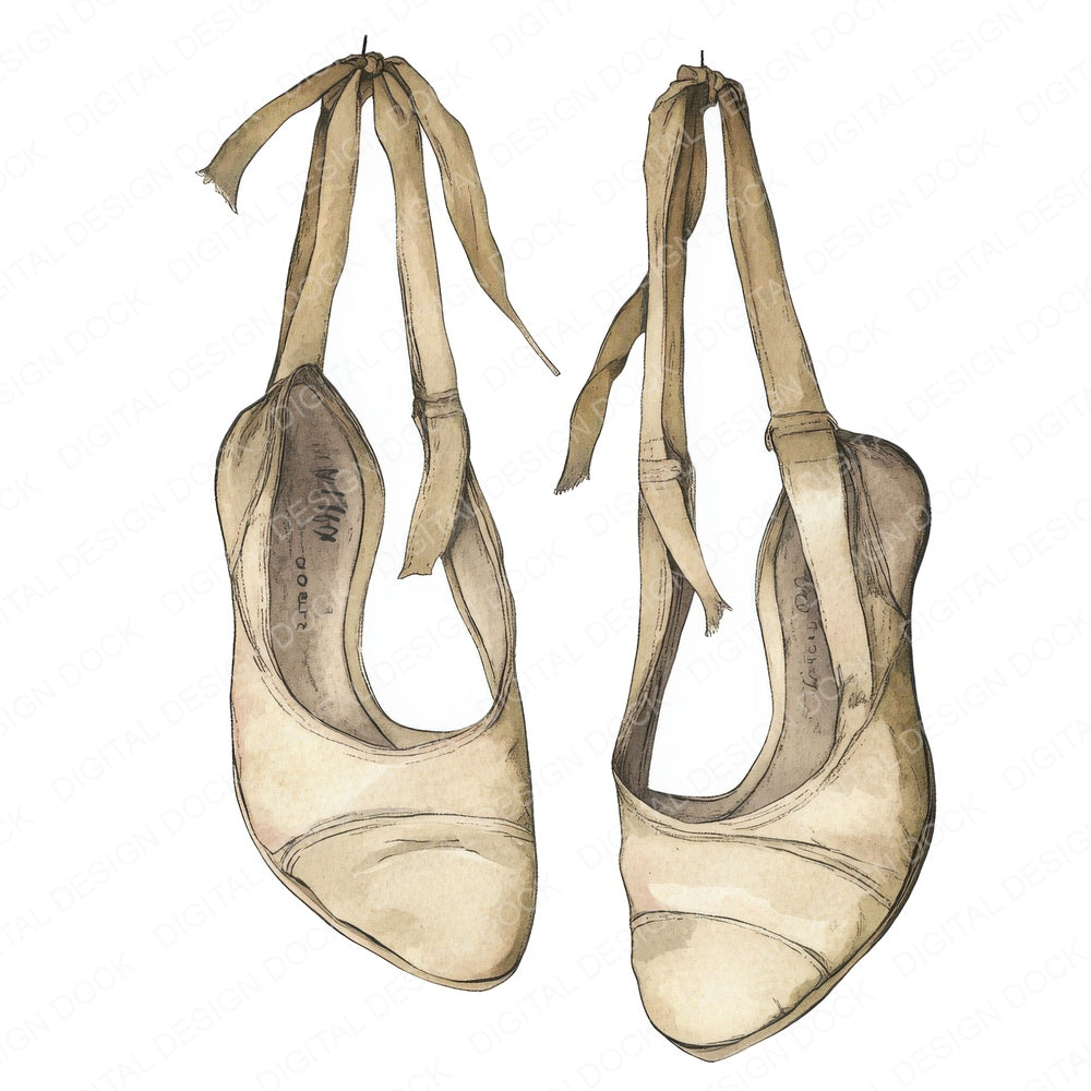 Worn Ballet Slippers fussy cut sheet in US Letter format showing all 12 designs on one printable page