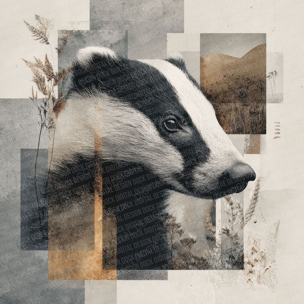 Badger Woodland Moodboard Digital Paper Pack (DDD000021)