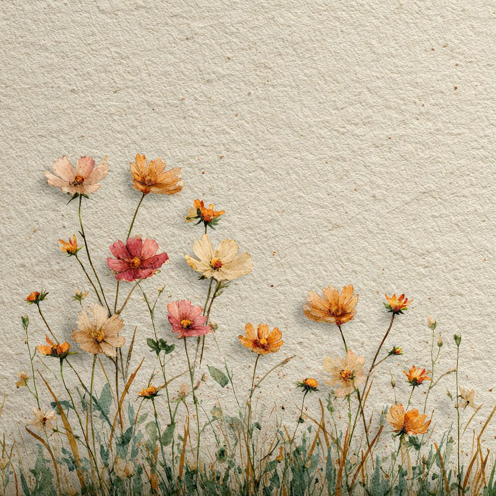 Cream Wildflower Rise Background Digital Paper Pack (DDD000047)