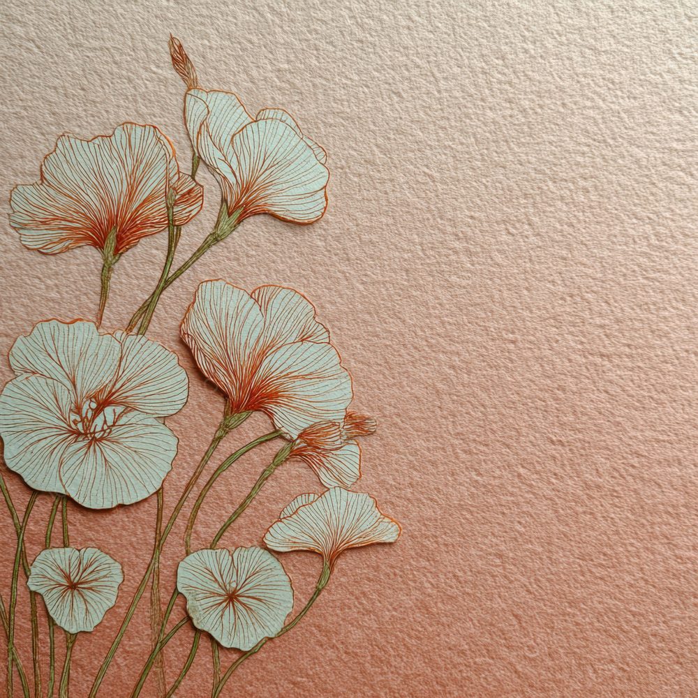 Coral Nasturtium Outline Background Digital Paper Pack (DDD000064)