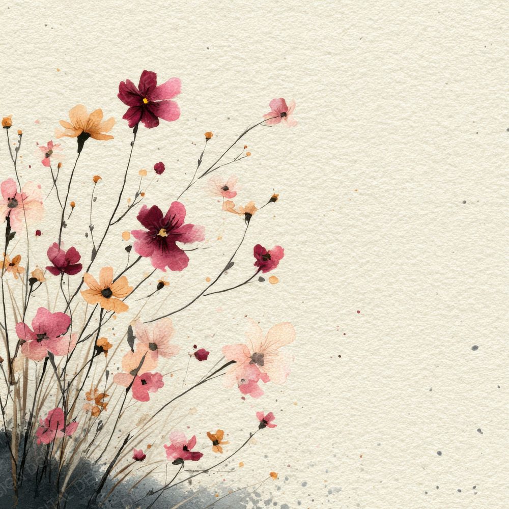 Cream Wildflower Sweep Background Digital Paper Pack (DDD000067)