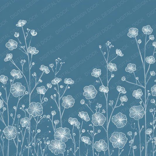 Duckegg Forgetmenot Outline Background Digital Paper Pack (DDD000068)