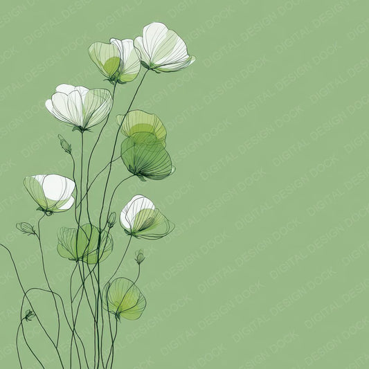 Green Sweetpea Sketch Background Digital Paper Pack (DDD000071)
