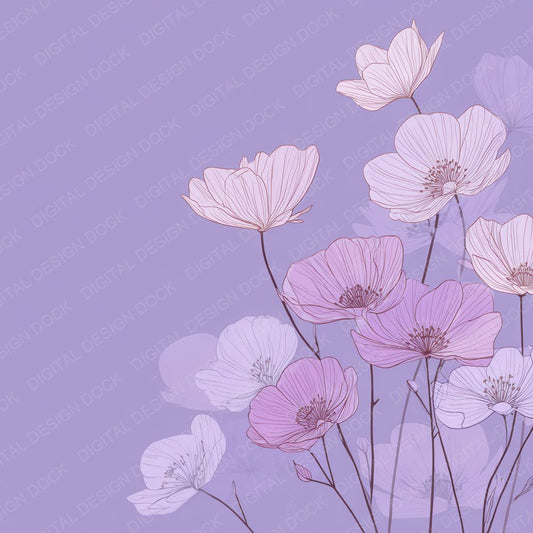 Lilac Anemone Outline Background Digital Paper Pack (DDD000072)