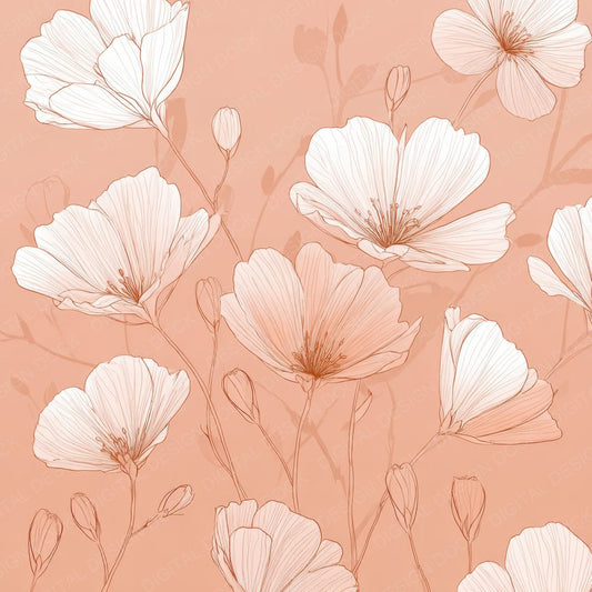 Blush Primrose Outline Background Digital Paper Pack (DDD000085)