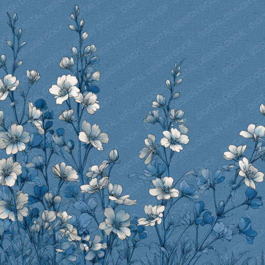 Cloud Larkspur Outline Background Digital Paper Pack (DDD000087)