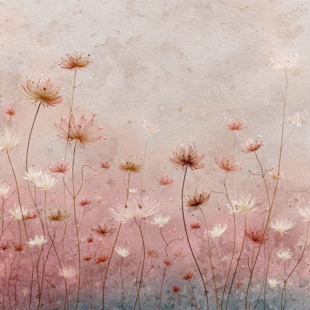Mist Rose Nigella Outline Background Digital Paper Pack (DDD000093)