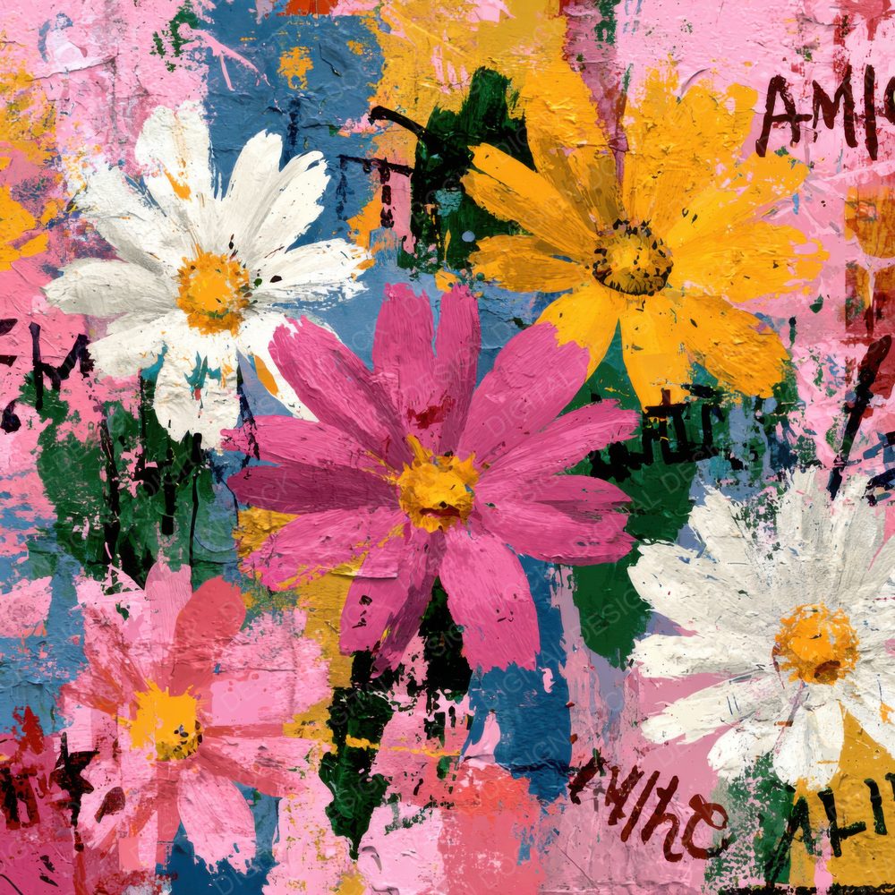Basquiat Style Floral Background Digital Paper Pack (DDD000121)